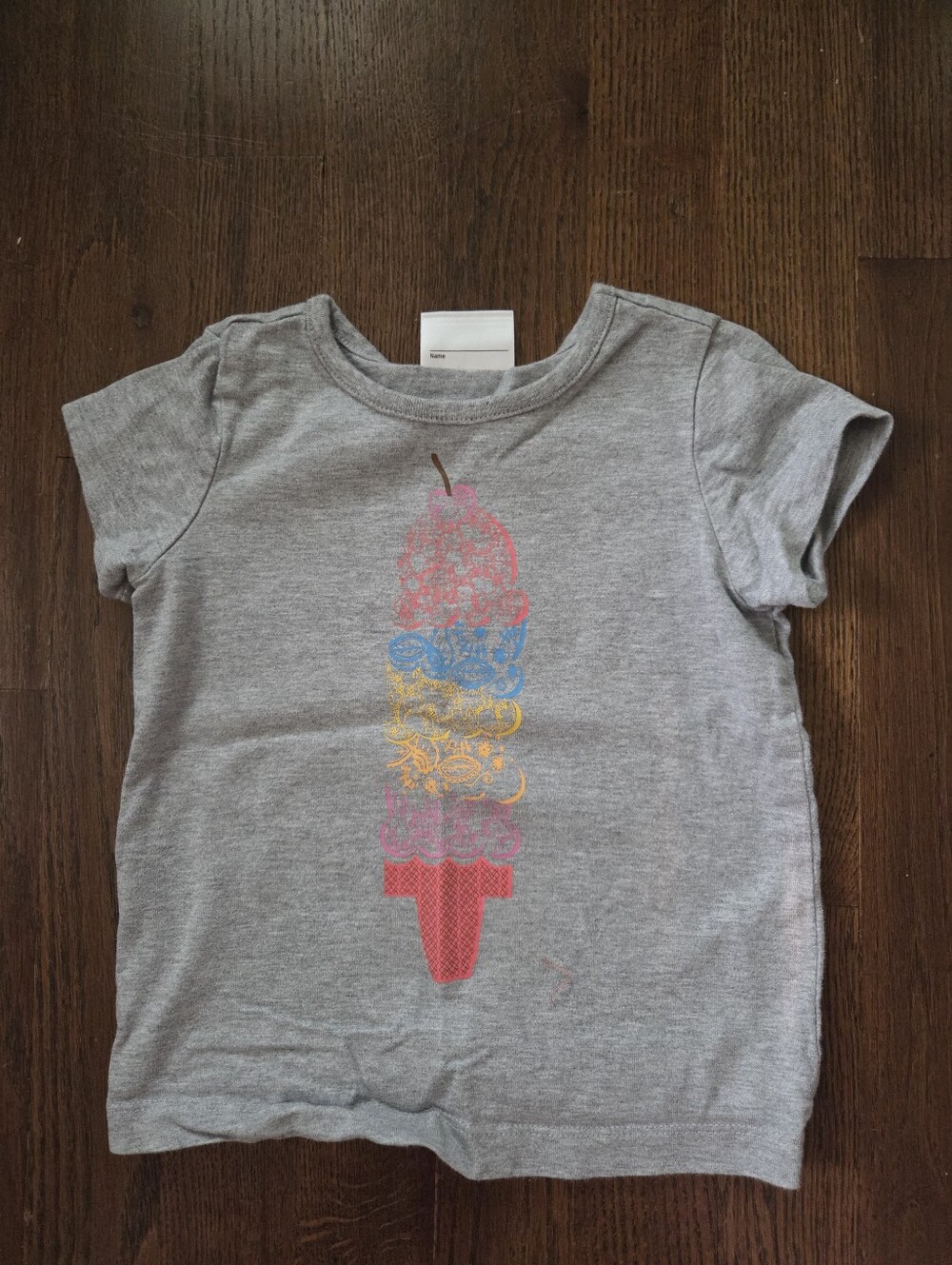Hanna Andersson 90/3T Grey Ice Cream Cone Tee